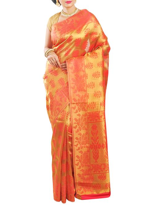 orange art silk woven saree with blouse - 14816467 - Standard Image - 1