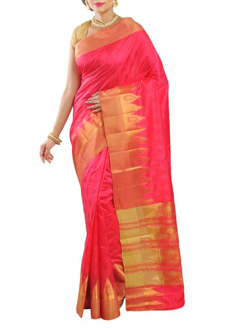 pink art silk woven saree with blouse - 14816485 - Standard Image - 1