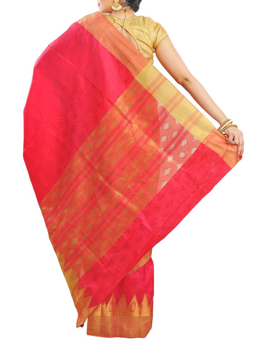 pink art silk woven saree with blouse - 14816485 - Zoom Image - 2