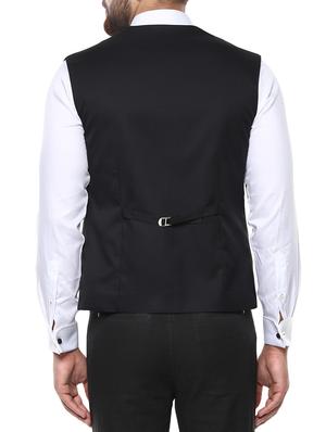 black solid classic waist coat - 14816763 - Standard Image - 3