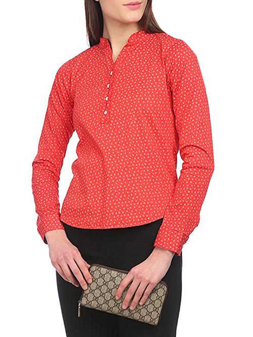 red printed casual top - 14817108 - Standard Image - 1