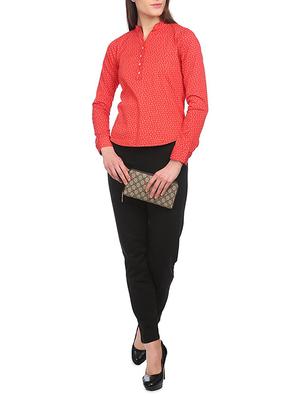 red printed casual top - 14817108 - Standard Image - 5