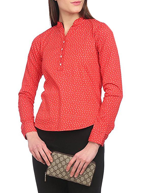 red printed casual top - 14817108 - Zoom Image - 1
