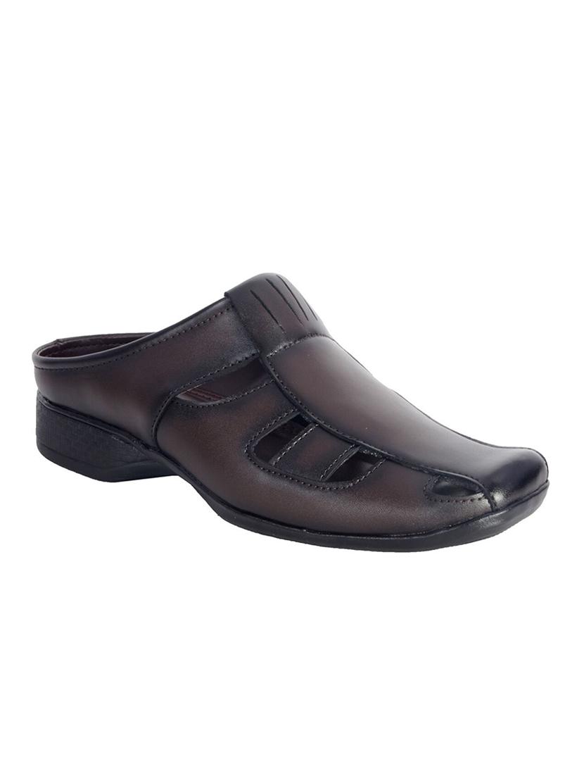 brown leatherette slip on sandal - 14817194 - Zoom Image - 1