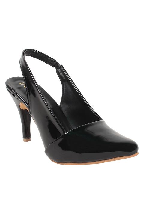 black faux leather back strap sandals - 14817469 - Standard Image - 1