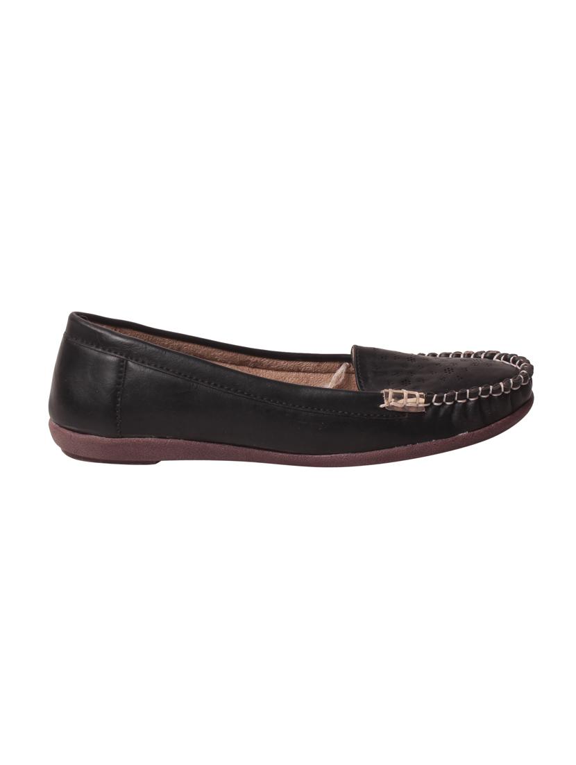 black faux leather slip on loafers - 14817472 - Zoom Image - 2