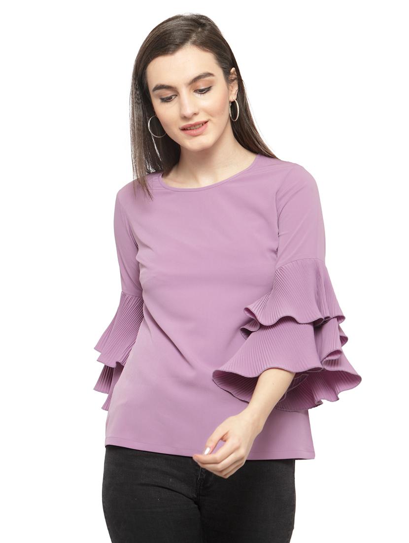 bell sleeved solid top - 14818405 - Zoom Image - 1