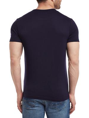 navy blue cotton chest print tshirt - 14818441 - Standard Image - 3