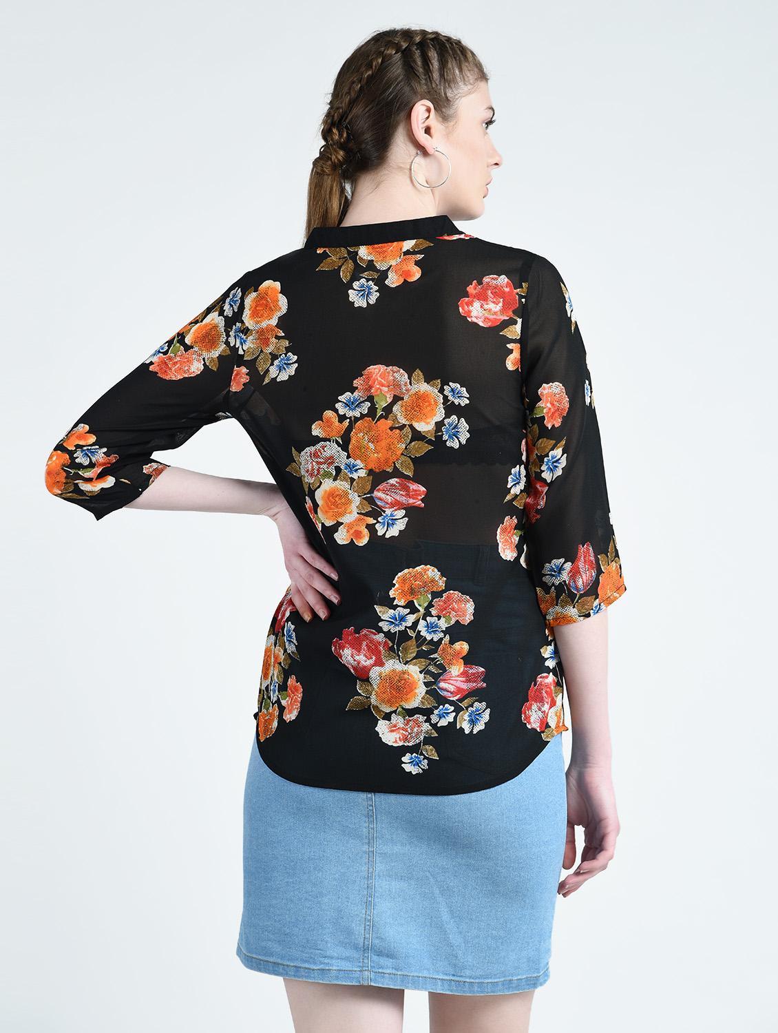 floral band collar top - 14820113 - Zoom Image - 3