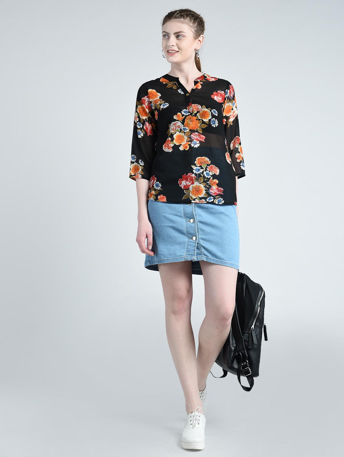 floral band collar top - 14820113 - Zoom Image - 5