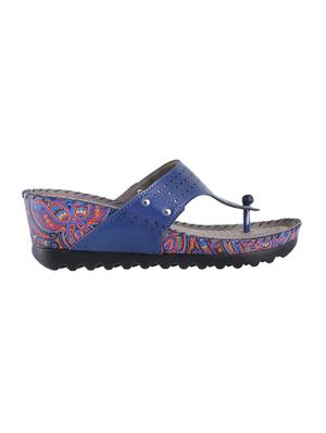 blue open thong wedge - 14841093 - Standard Image - 2