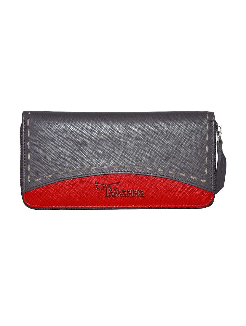 grey leather regular clutch