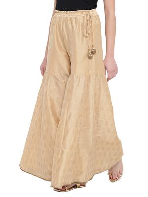 beige cotton flared palazzo - 14844675 - Standard Image - 2