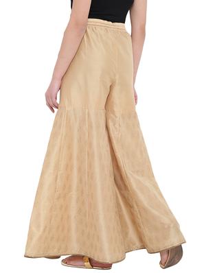 beige cotton flared palazzo - 14844675 - Standard Image - 3