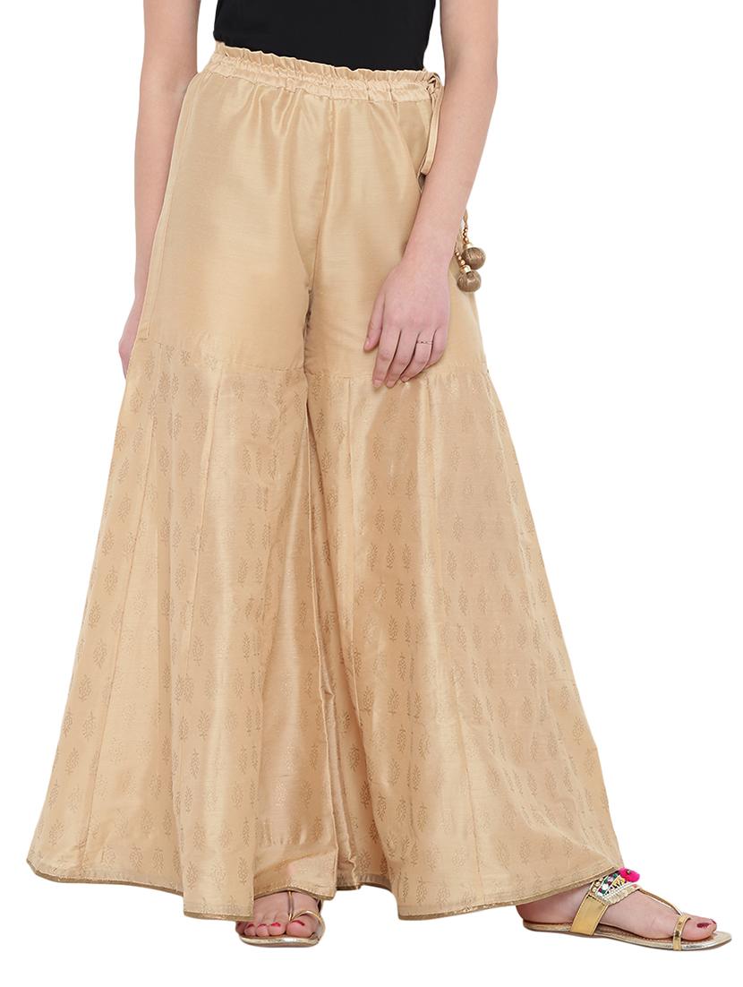 beige cotton flared palazzo - 14844675 - Zoom Image - 1