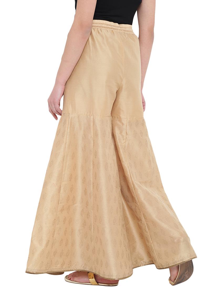 beige cotton flared palazzo - 14844675 - Zoom Image - 3