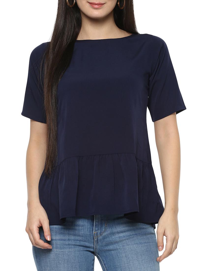 solid blue casual top - 14844830 - Zoom Image - 1