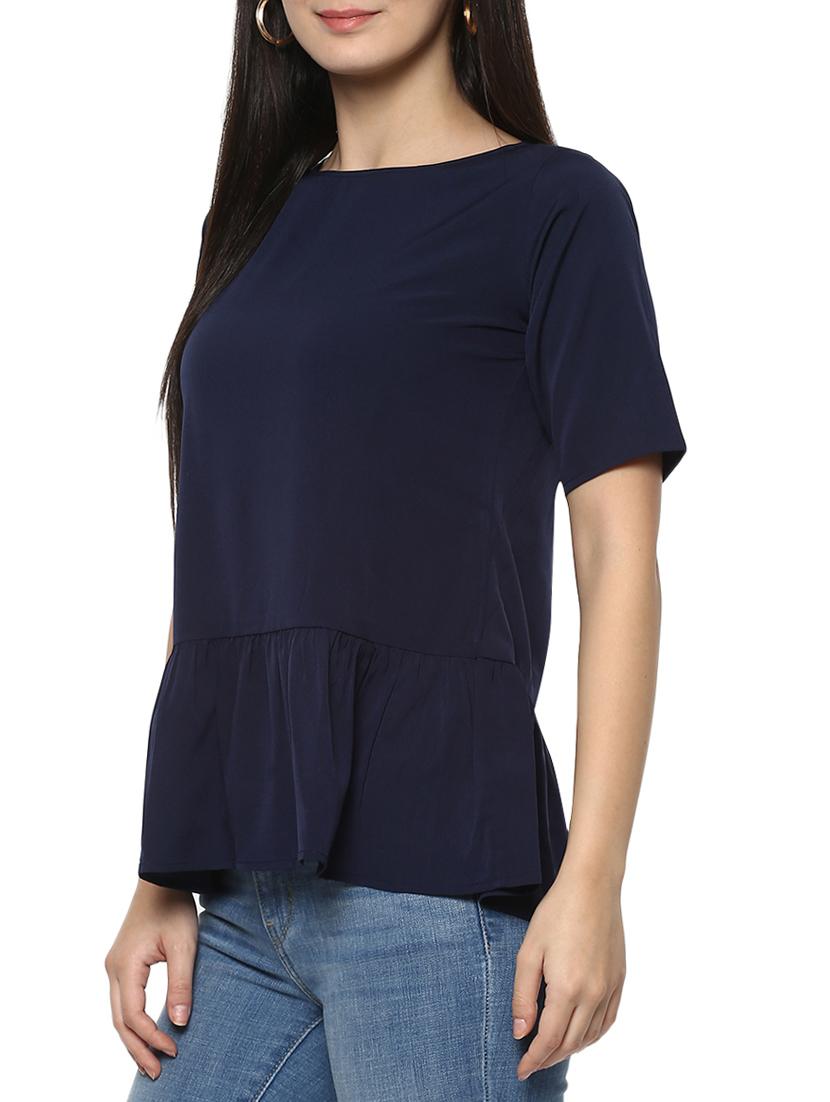 solid blue casual top - 14844830 - Zoom Image - 2