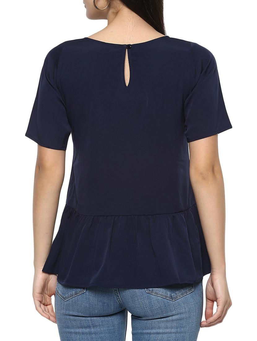 solid blue casual top - 14844830 - Zoom Image - 3
