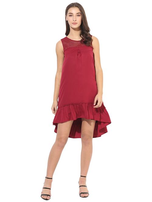frill detail mesh panel high-low dress - 14845584 - Standard Image - 1