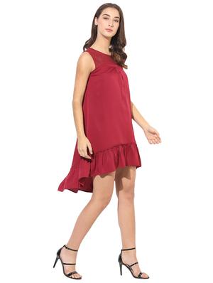 frill detail mesh panel high-low dress - 14845584 - Standard Image - 2