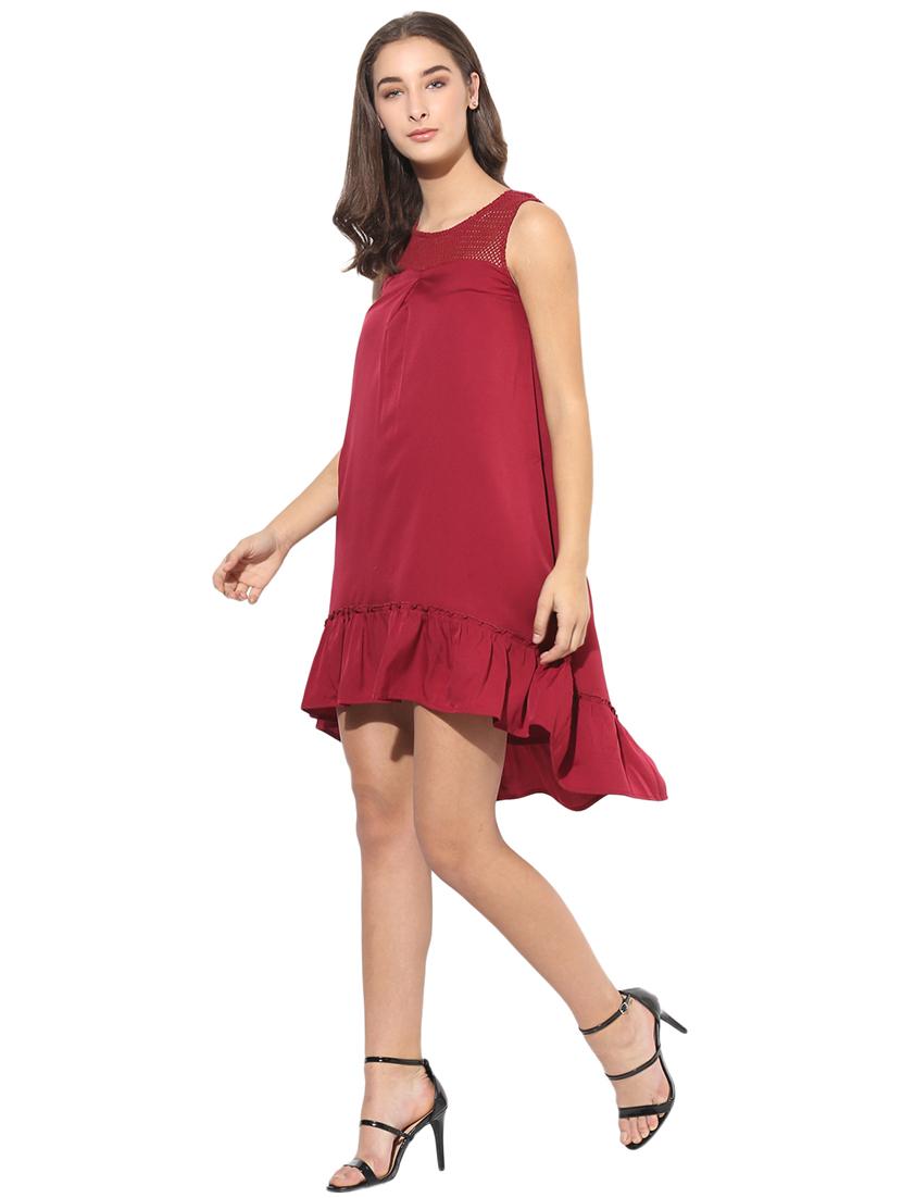 frill detail mesh panel high-low dress - 14845584 - Zoom Image - 3