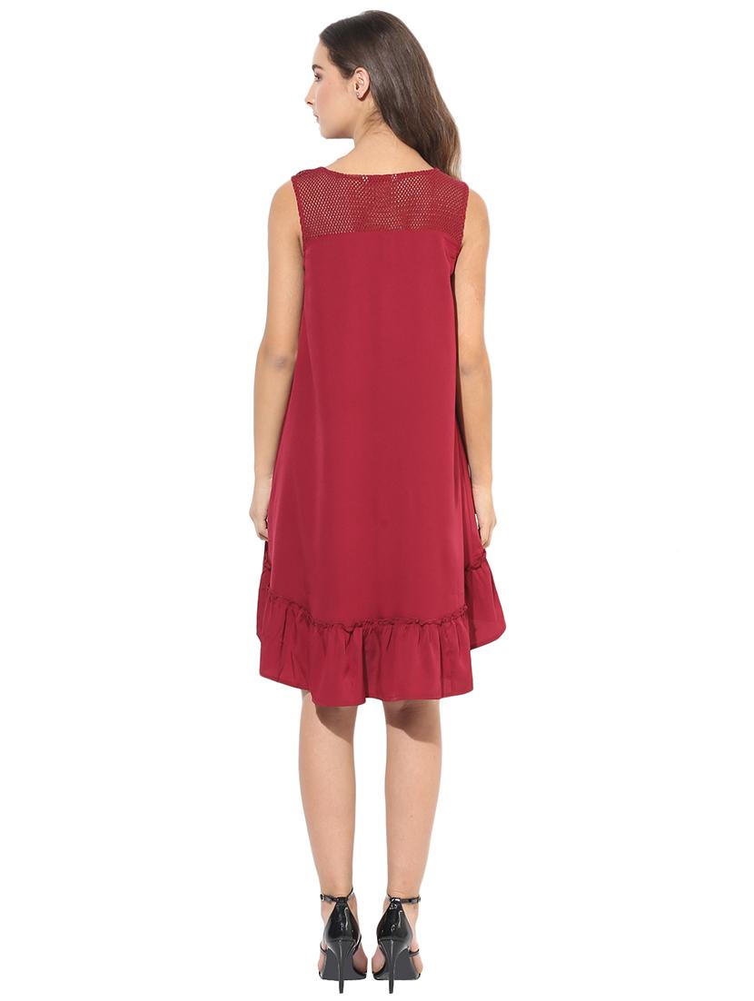 frill detail mesh panel high-low dress - 14845584 - Zoom Image - 4