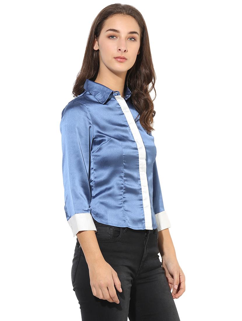 blue polyester regular shirt - 14845622 - Zoom Image - 2