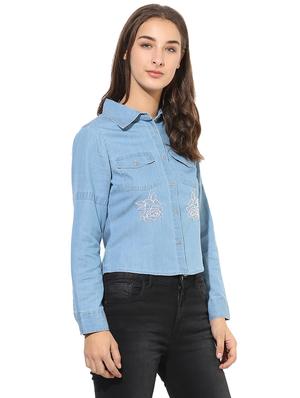 heather hues blue denim embroidered shirt - 14845628 - Standard Image - 2