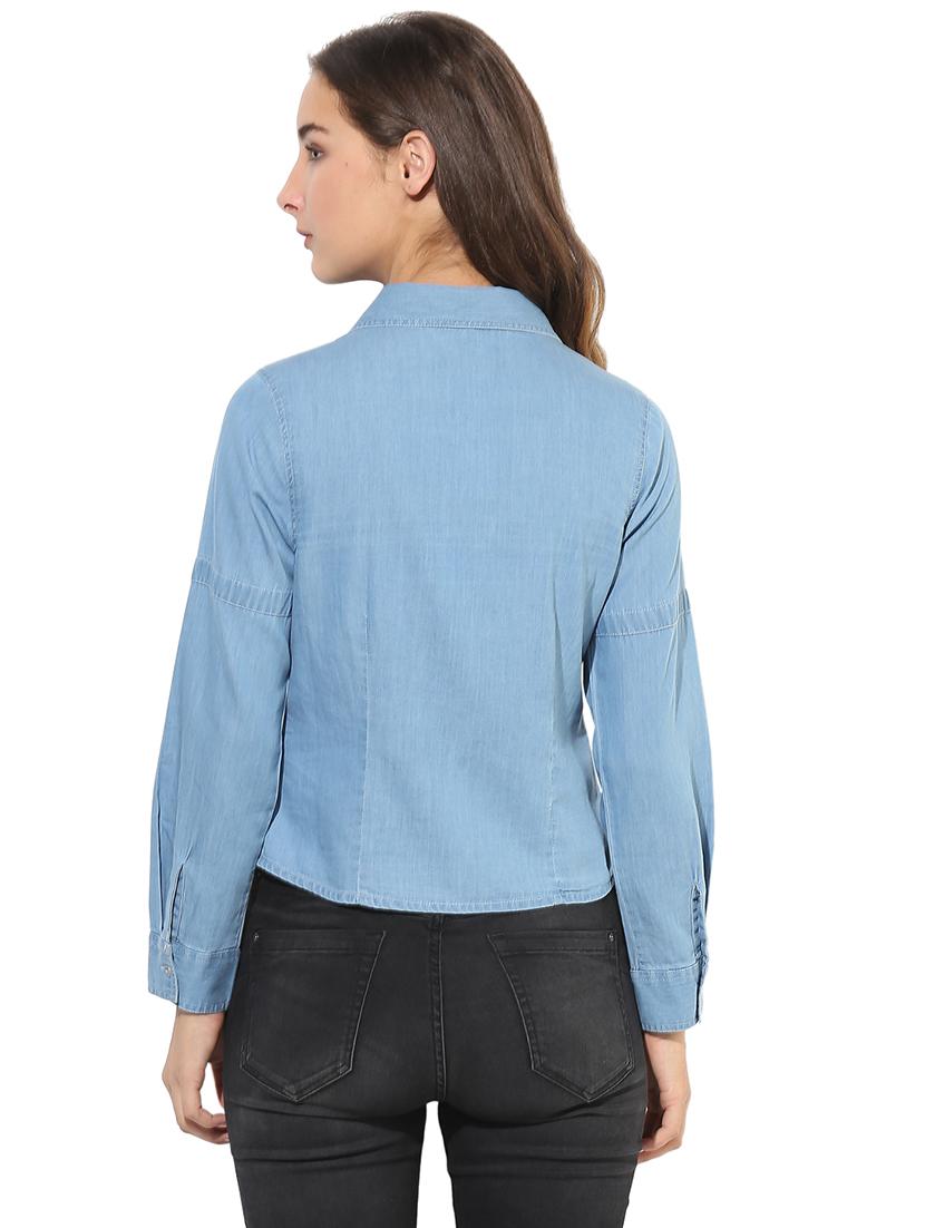 heather hues blue denim embroidered shirt - 14845628 - Zoom Image - 4