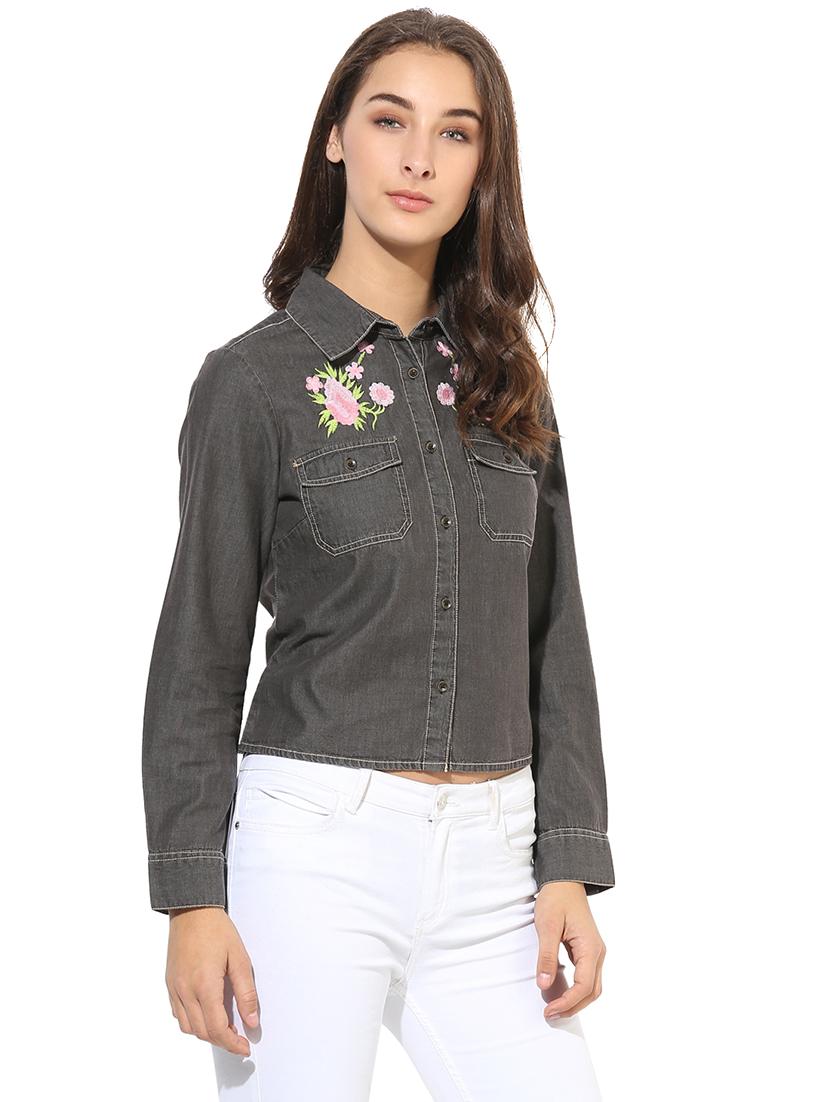 black denim regular shirt - 14845633 - Zoom Image - 2