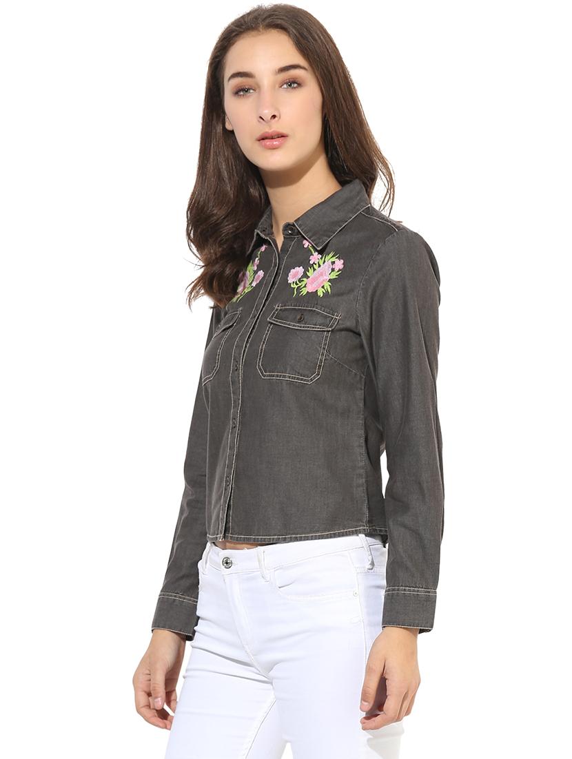 black denim regular shirt - 14845633 - Zoom Image - 3