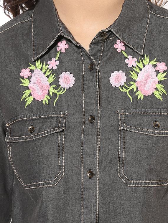 black denim regular shirt - 14845633 - Zoom Image - 5
