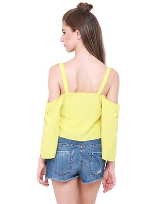 cold shoulder asymmetric polyester top - 14845636 - Standard Image - 4