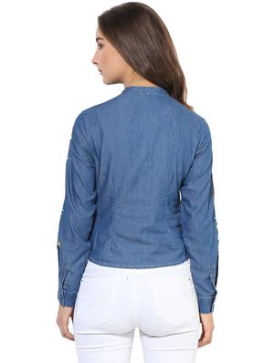 embroidered denim top - 14845675 - Standard Image - 3