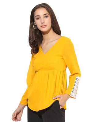 yellow solid rayon tunic - 14845697 - Standard Image - 2