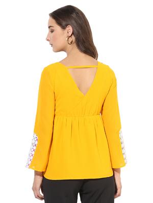 yellow solid rayon tunic - 14845697 - Standard Image - 3