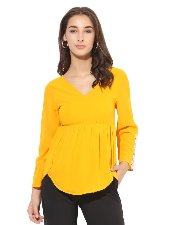 yellow solid rayon tunic - 14845697 - Zoom Image - 1