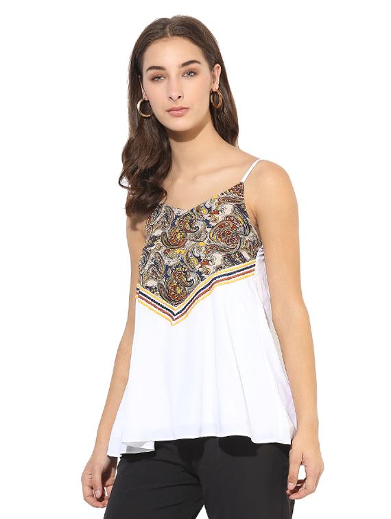 heather hues white colored printed tunic - 14845701 - Zoom Image - 2