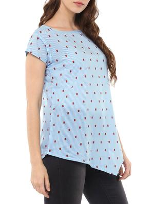 blue cotton asymmetric top - 14846120 - Standard Image - 2