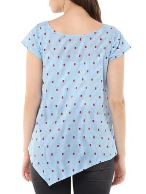 blue cotton asymmetric top - 14846120 - Standard Image - 3