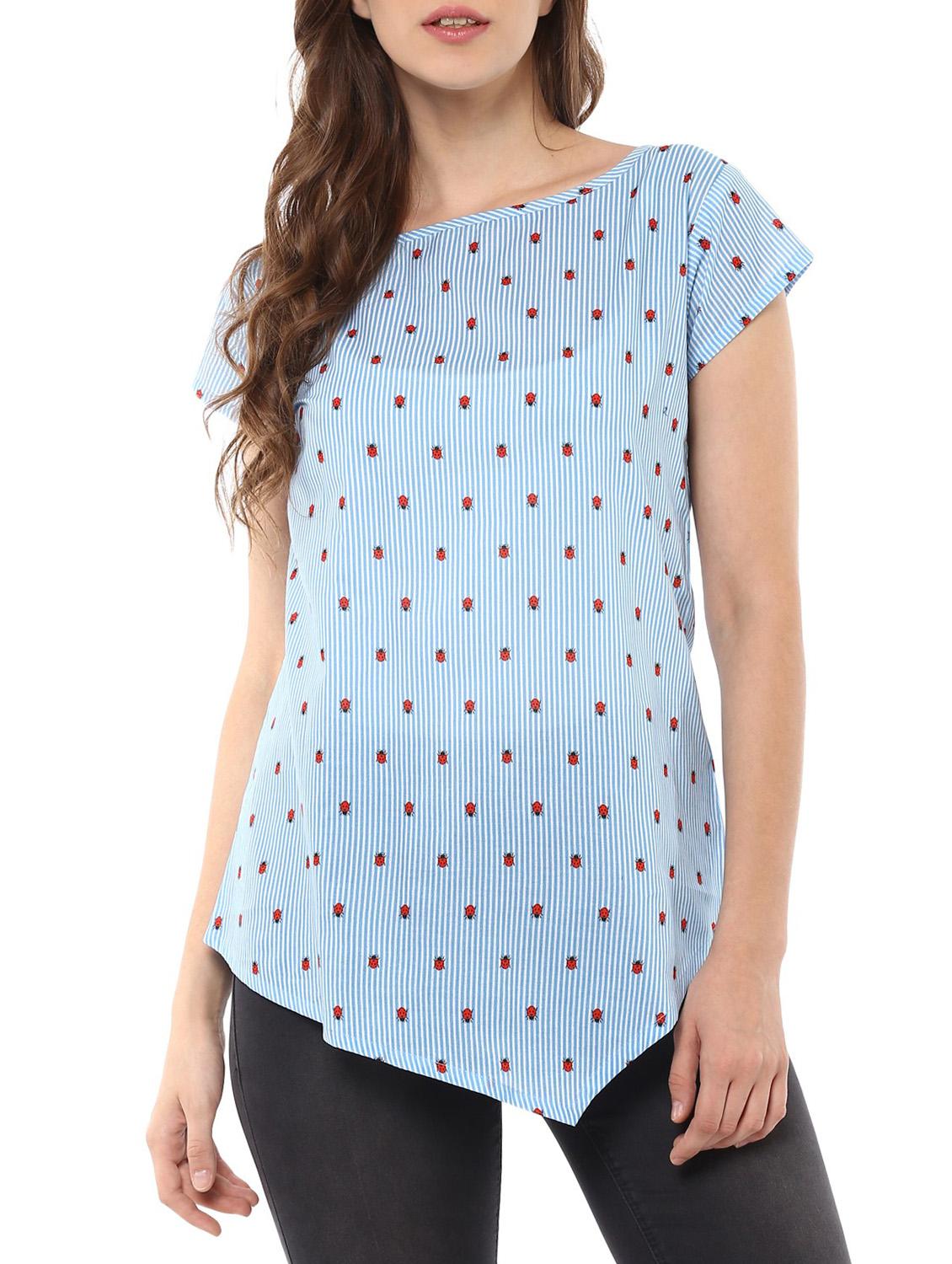 blue cotton asymmetric top - 14846120 - Zoom Image - 1