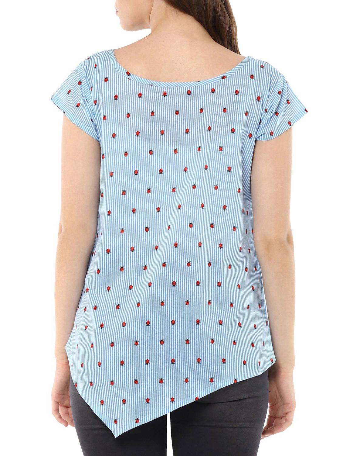 blue cotton asymmetric top - 14846120 - Zoom Image - 3