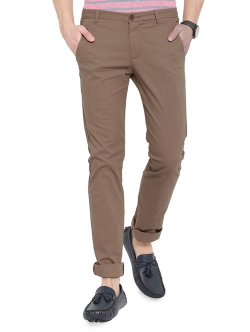 brown cotton chinos casual trousers - 14848015 - Very Small Image - 1