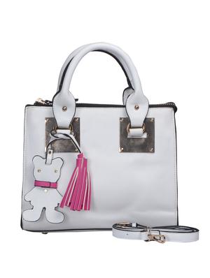 white leatherette handbag - 14848779 - Standard Image - 1