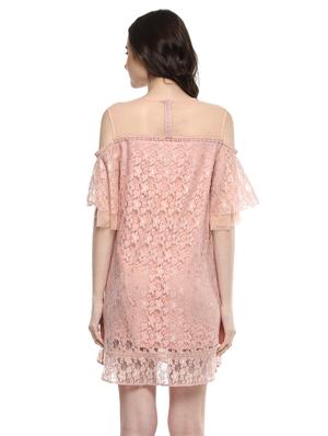 cold shoulder ruffled a-line dress - 14850171 - Standard Image - 3