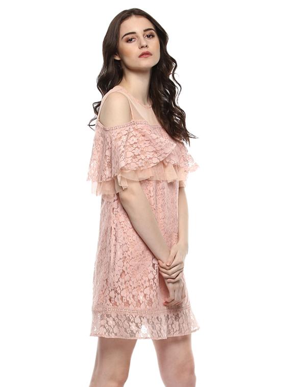 cold shoulder ruffled a-line dress - 14850171 - Zoom Image - 2
