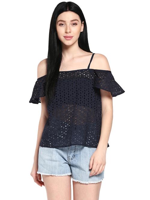 Navy blue solid Top - 14853226 - Very Small Image - 1
