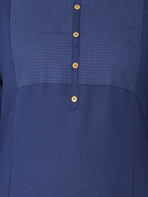 blue cotton highlow kurta - 14853874 - Zoom Image - 4