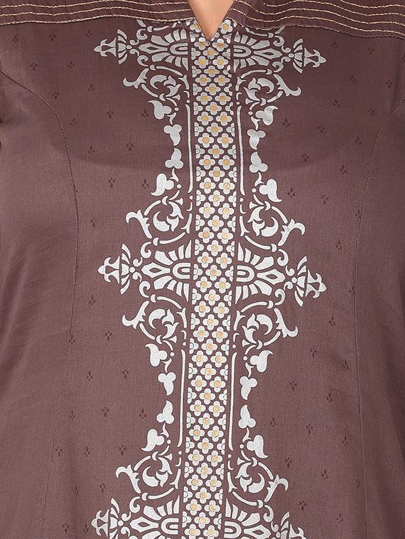 brown cotton aline kurta - 14853891 - Zoom Image - 4